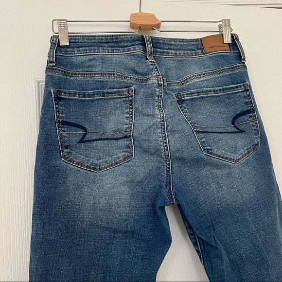 American Eagle Outfitters High Rise Jeggings Super Stretch X Jeans Size 8 Long - Picture 8 of 8